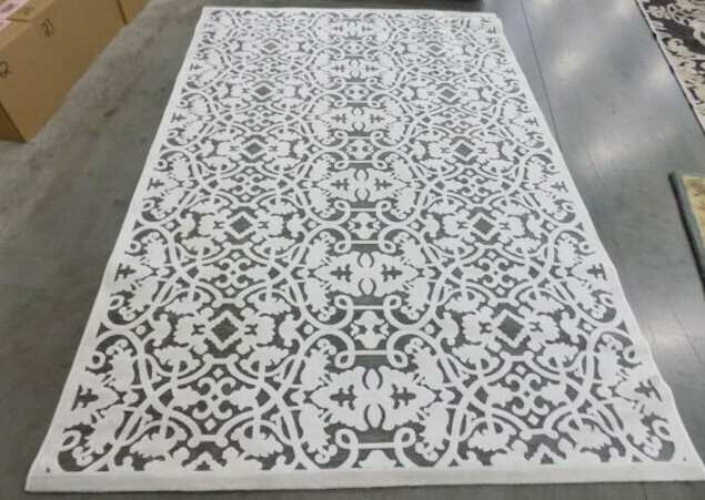 IVORY / DARK GREY 5′-3″ X 7′-6″ Stained Rug Reduced Price 1172589500 PARB636C-5