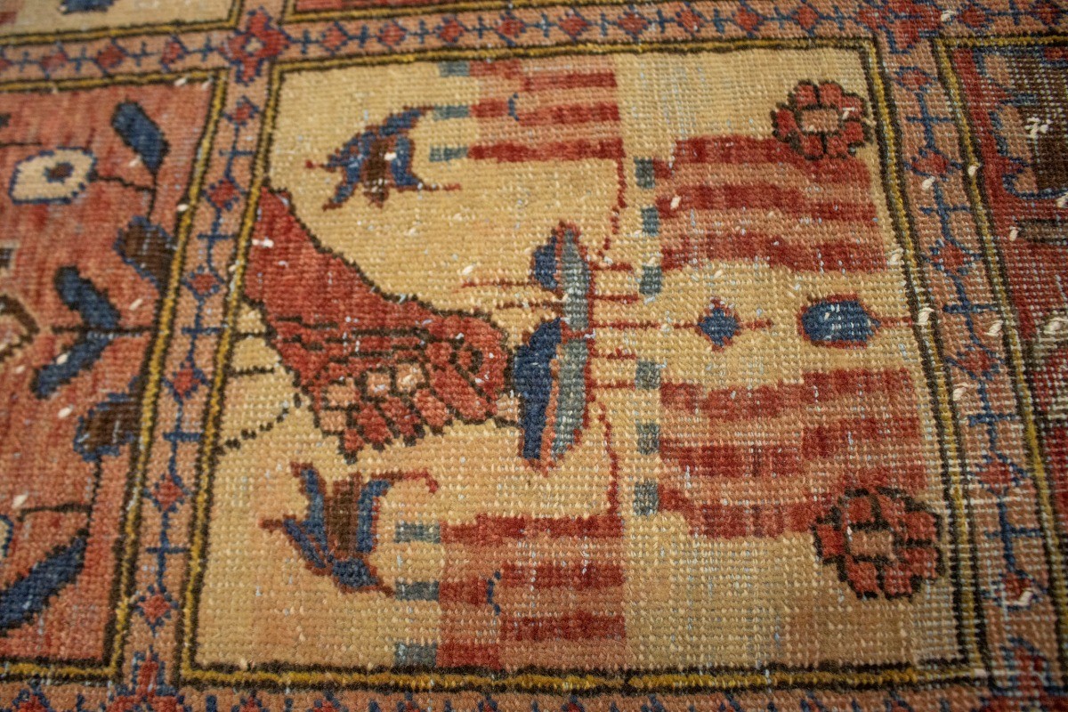 One-of-a-Kind Antique Oriental Rug Pictorial Garden Design Carpet 6’6X10’6 ft