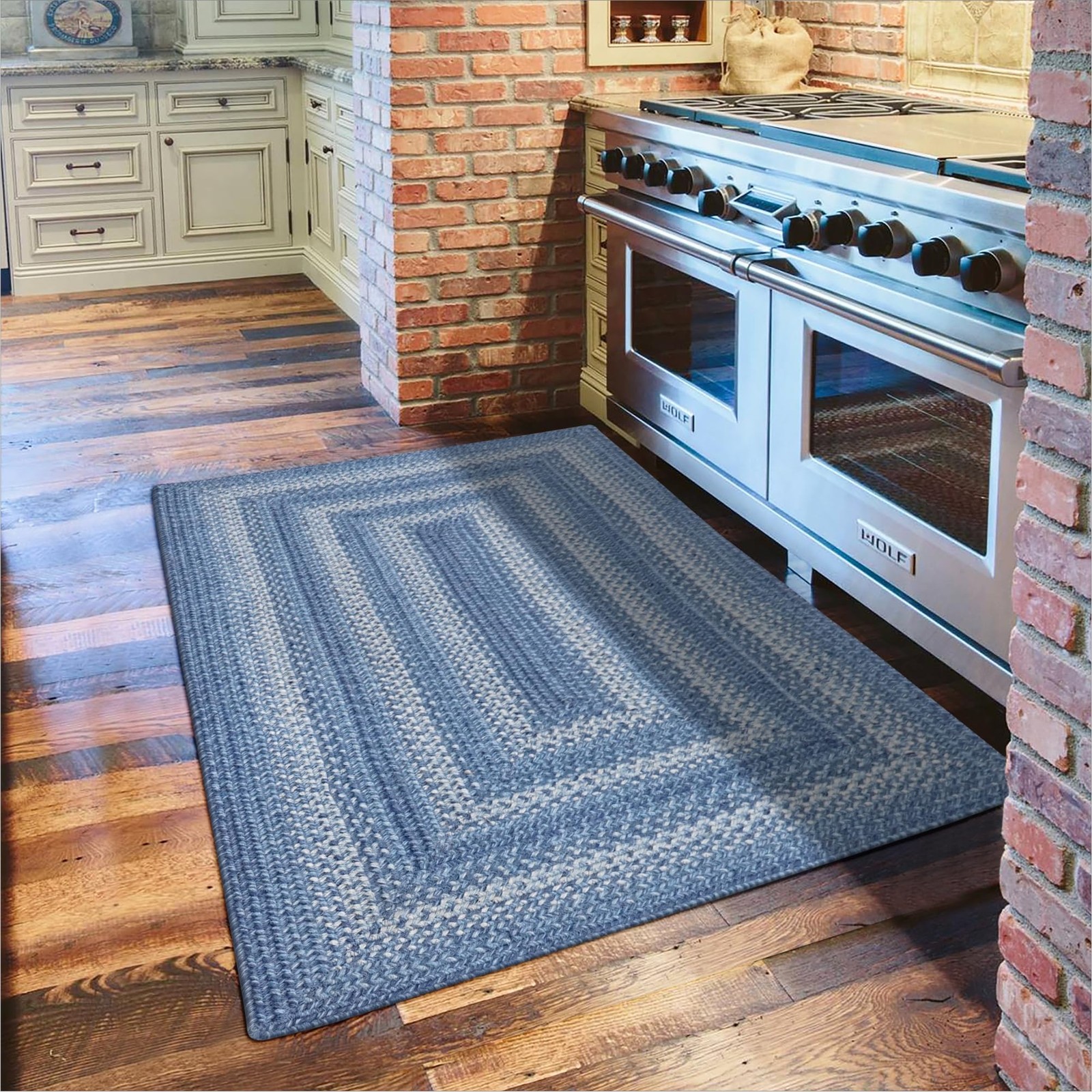 Denim Premium Jute Braided Area Rug, 27″ x 45″ Rectangular Blue – Navy – Whit…