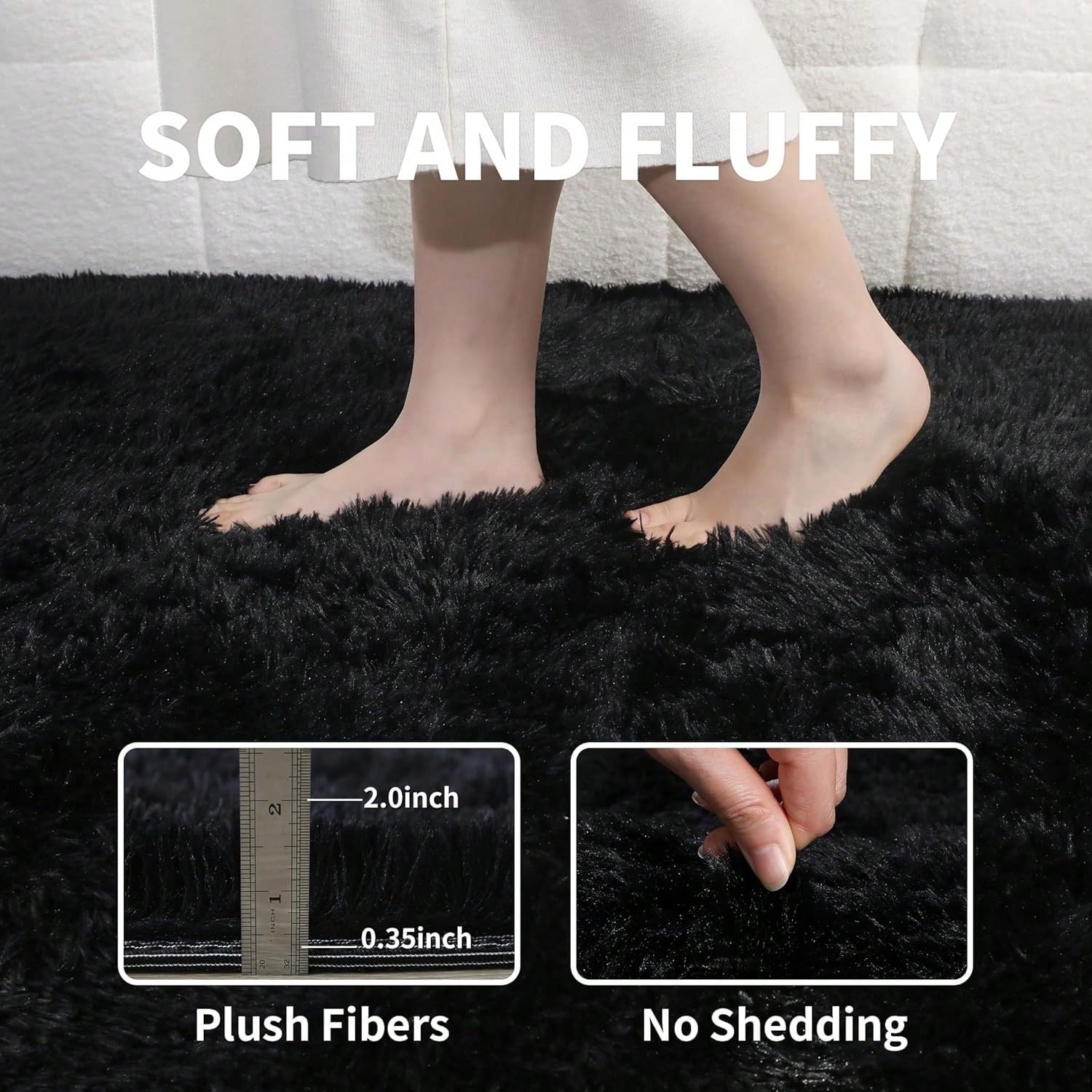 Long Plush Soft Area Rug White Fluffy Shag Bedroom Living Room Non-Shedding