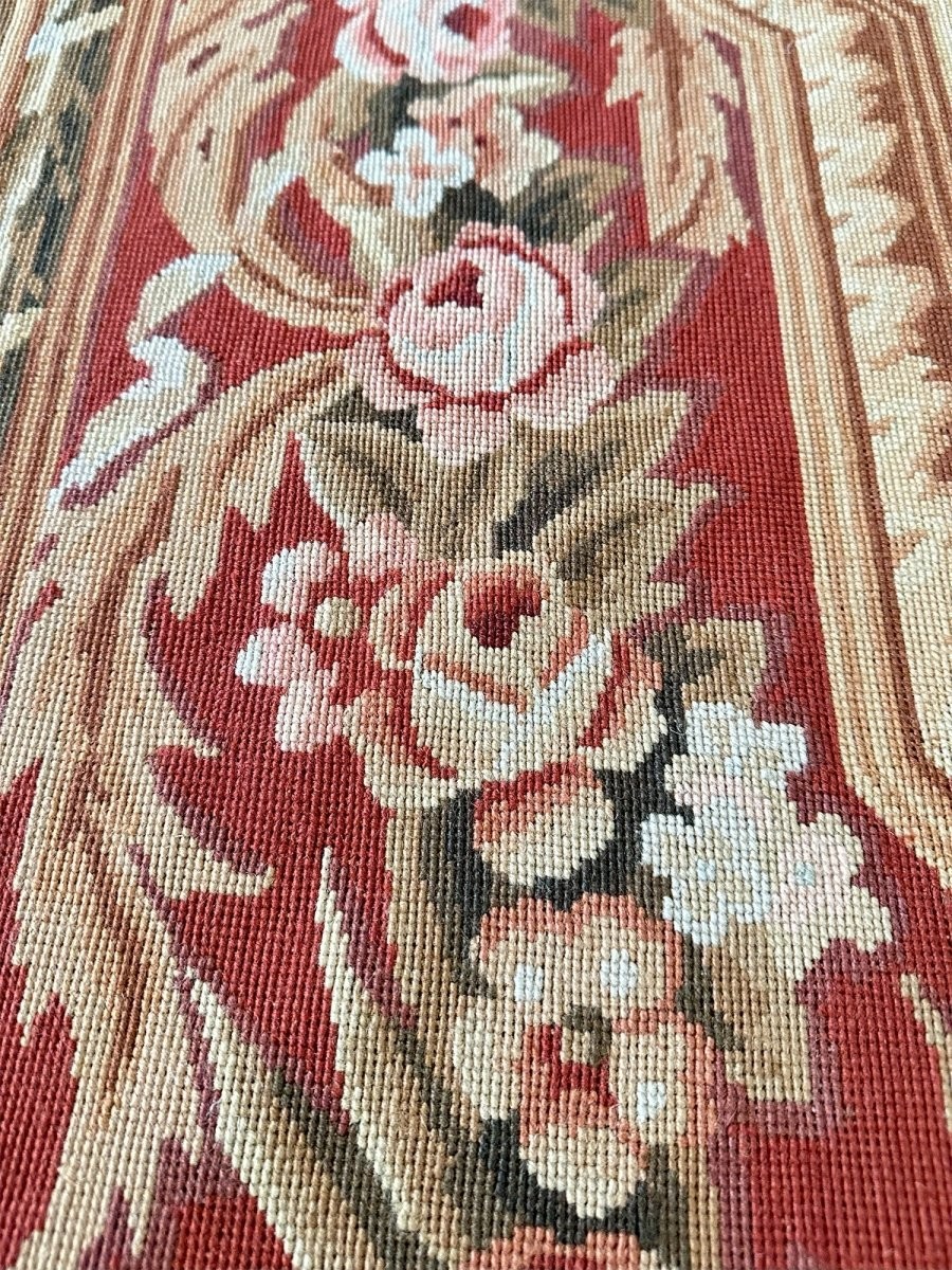 6×9 French Needlepoint Wool Rug – Aubusson Floral Medallion – Free US Shipping