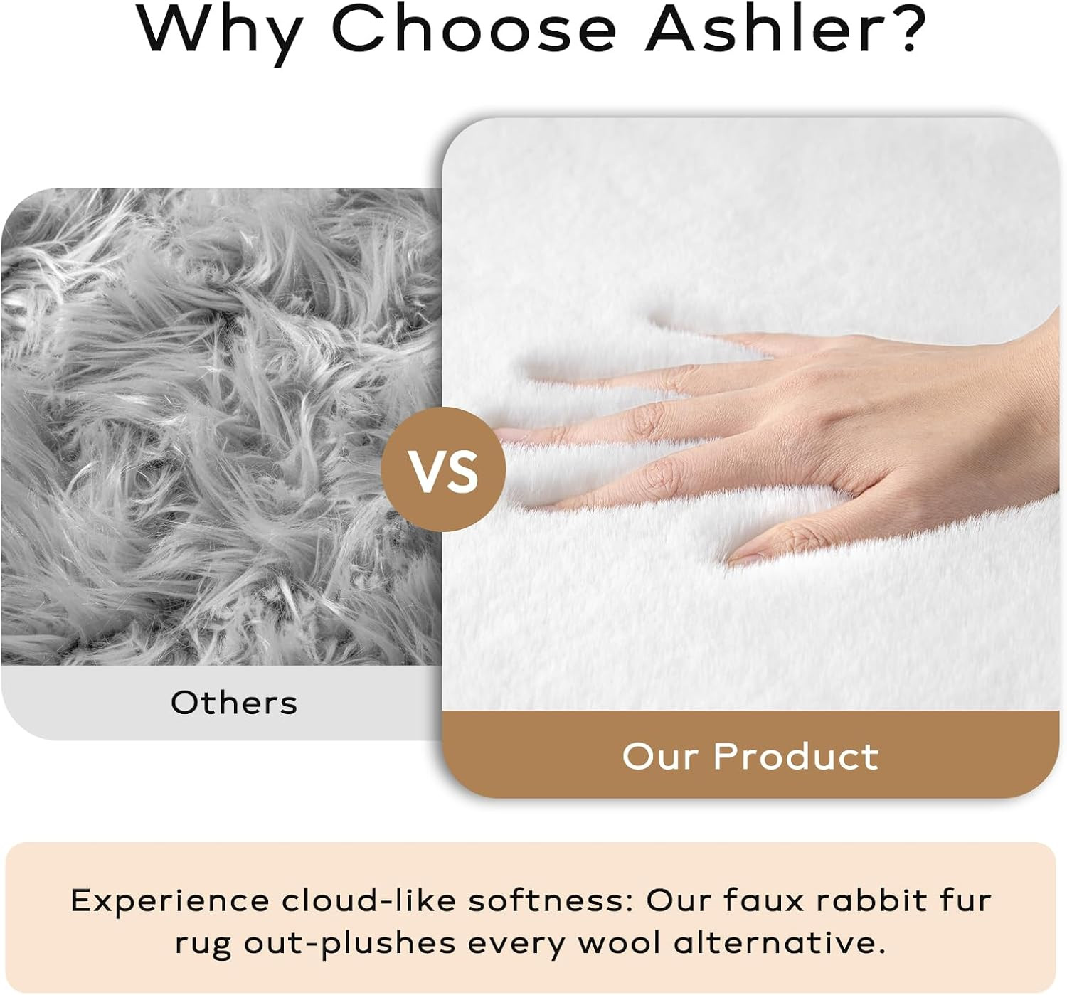 Ashler Faux Fur Rug, Upgraded Soft Faux Rabbit Fur White Area Rugs, 2 X 3 Feet,