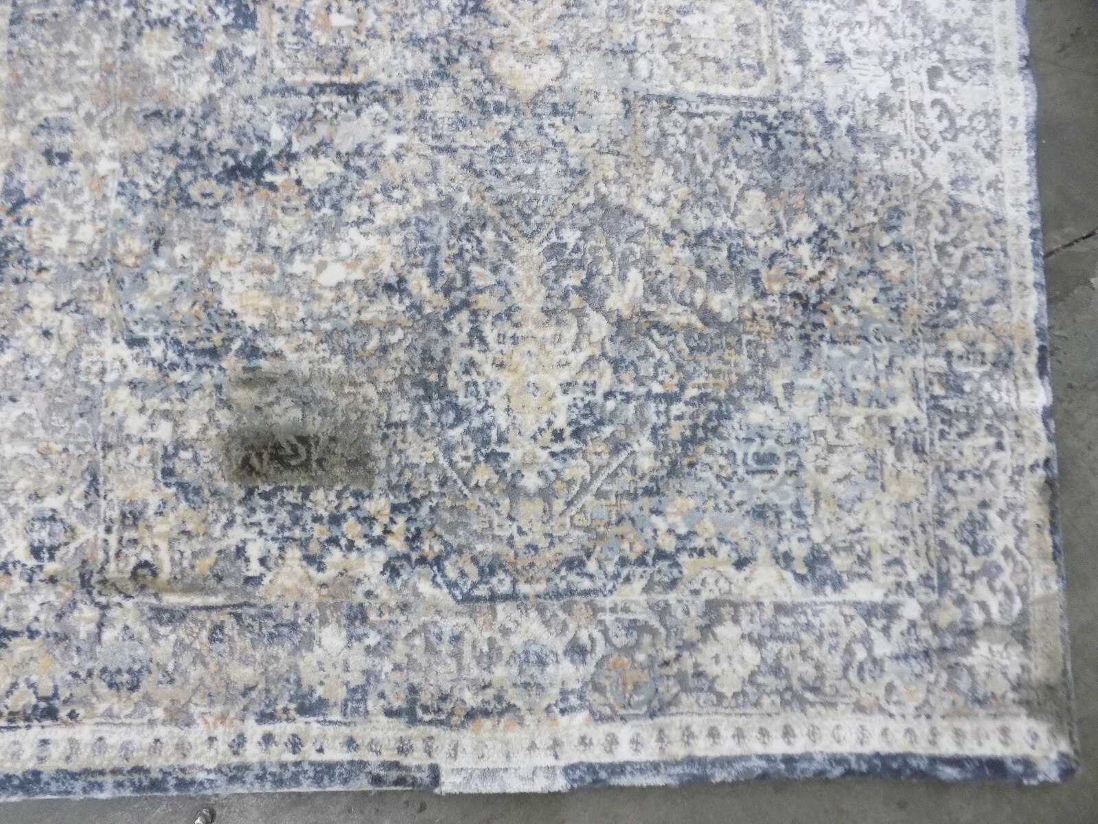 CREAM / BLUE 3′ X 5′ Stained Rug Reduced Price 1172592133 CSMB689M-3
