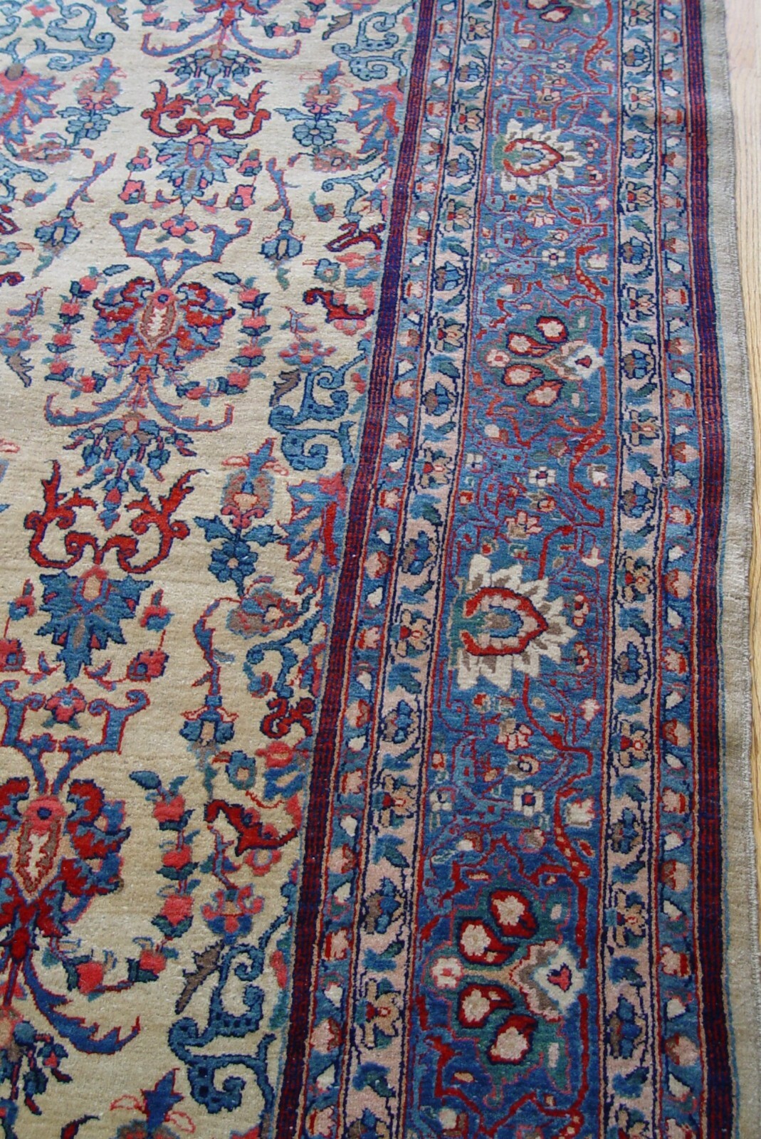 Phenomenal Antique Saroukk Floral Gold Hand Knotted Wool Oriental Rug 7’x 11’7″