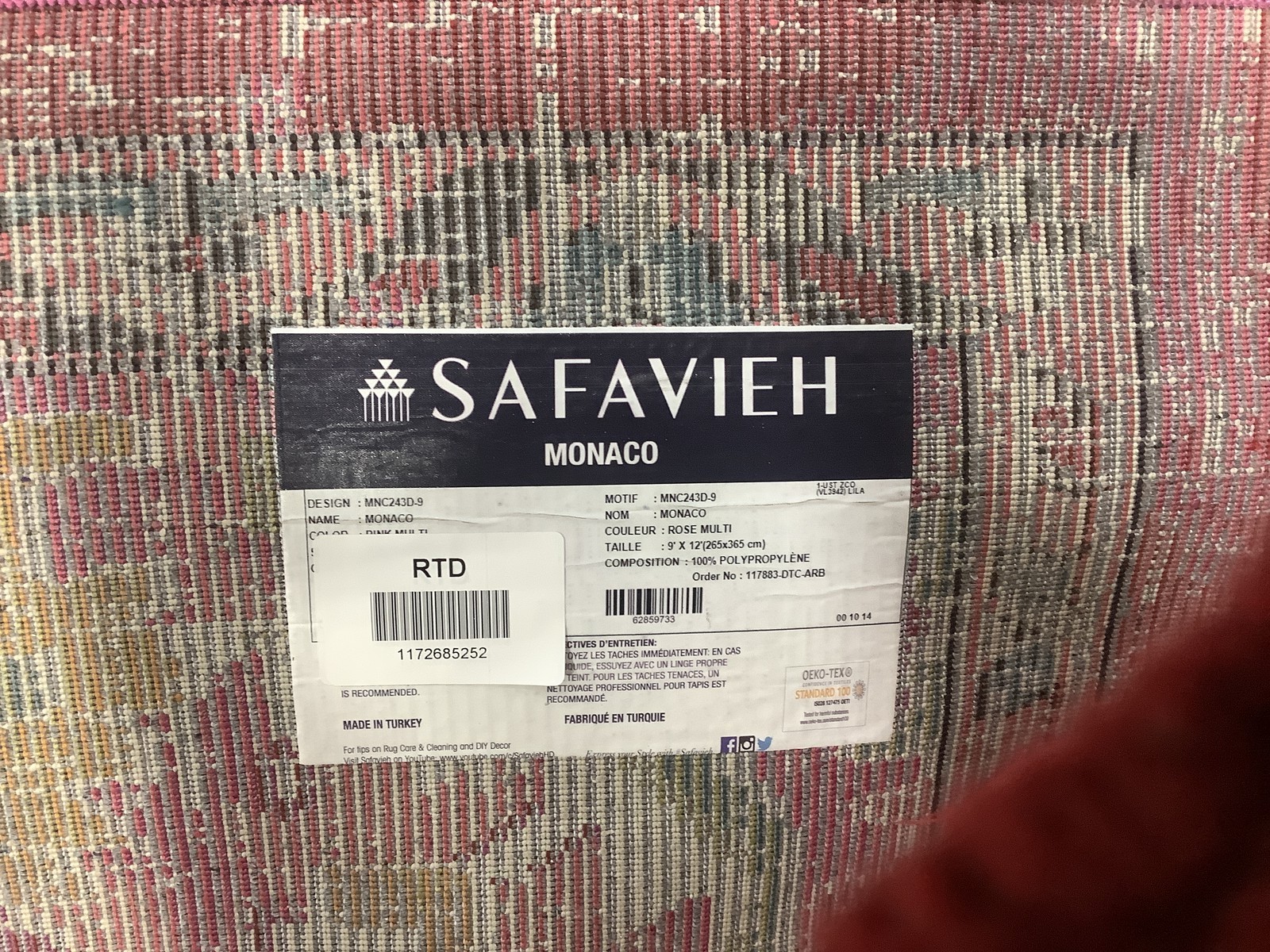 PINK / MULTI 9′-0″ x 12′-0″ Flaw in Rug, Reduced Price 1172685252 MNC243D-9