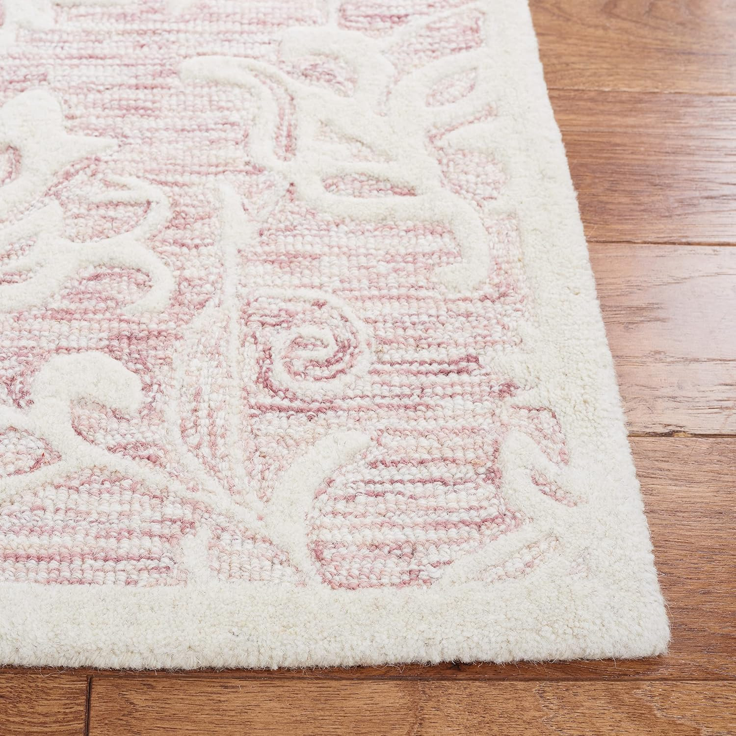 Handmade Wool Area Rug 8×10 – Metro Collection Pink & Ivory for Any Room