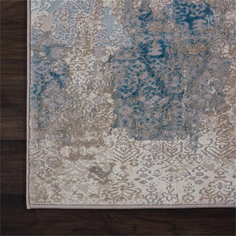 Pemberly Row 26″ x 90″ Fabric Indoor Rug in Ivory/Light Blue Finish