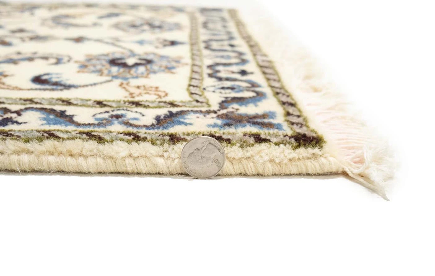 Handmade Small Indo-Nain 2X3 ft Wool Oriental Rug Classic Floral Design Carpet