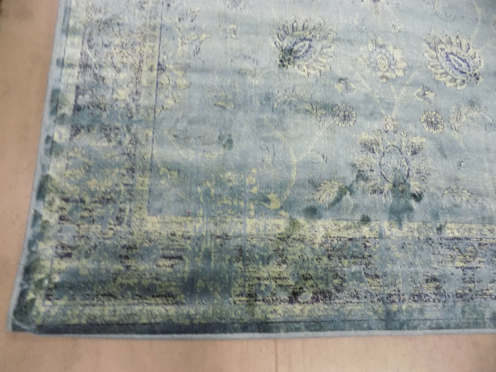 TURQUOISE 5′ 3″ x 7′ 6″ Stained Rug, Reduced Price 1172573453 VTG117-2220-5