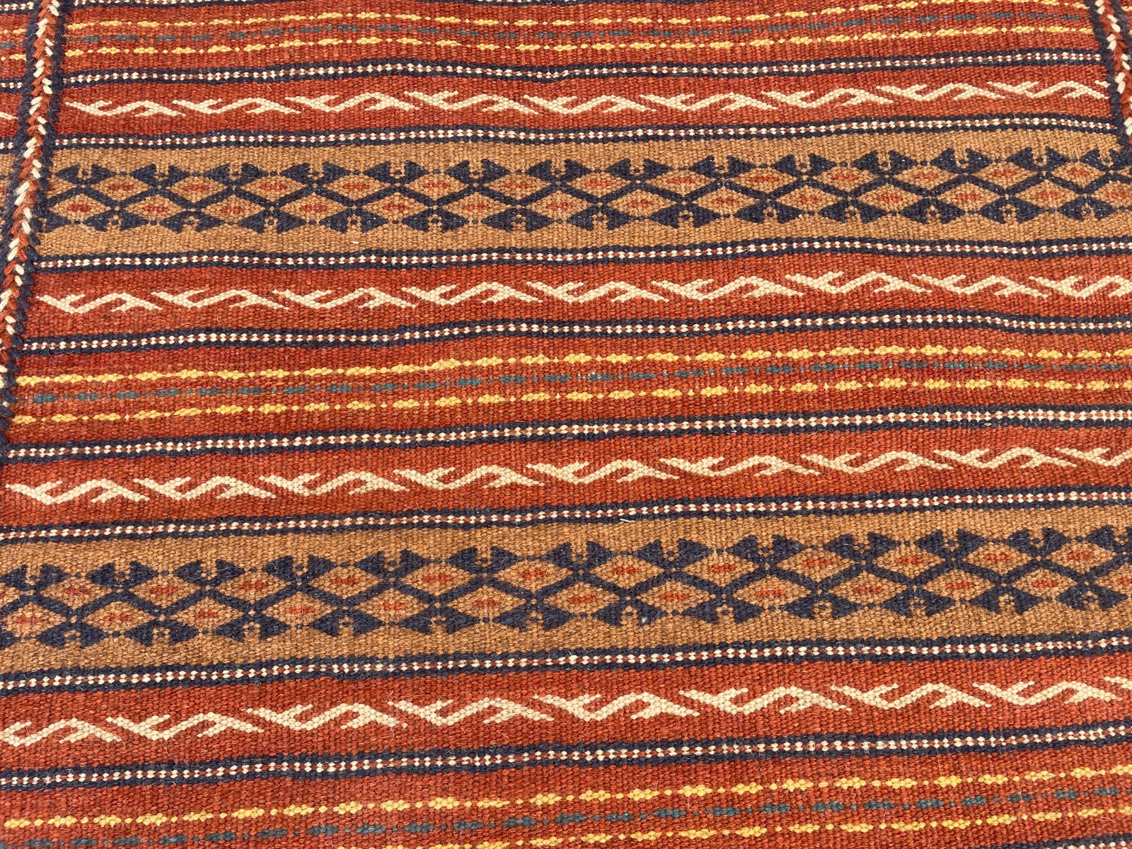 2’10 x 4’3 Ft Vintage Terracotta Afghan Kilim Carpet – Tribal Flatweave Rust Rug