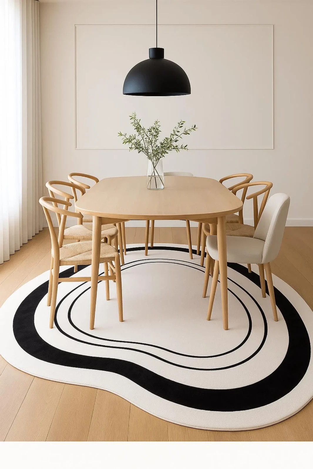 Hand-Tufted Flow Line Organic Rug • Contemporary Irregular Carpet • Minimalist