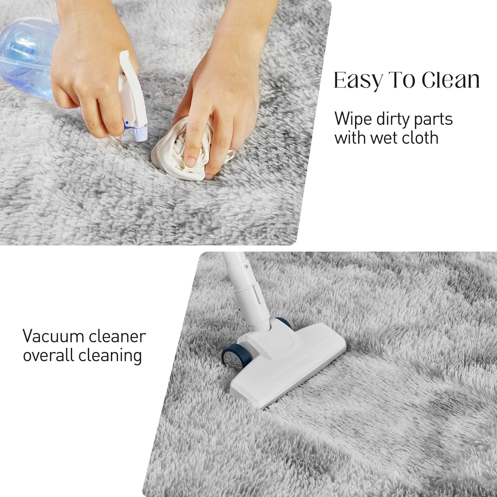 Ultra Soft Area Rugs for Living Room, 5×7 Tie-Dyed Light Grey Fluffy Plush Ru…