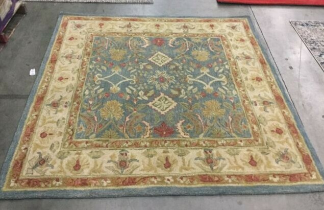 BLUE / IVORY 6′ X 6′ Square Stained Rug, Reduced Price 1172647653 AN544D-6SQ