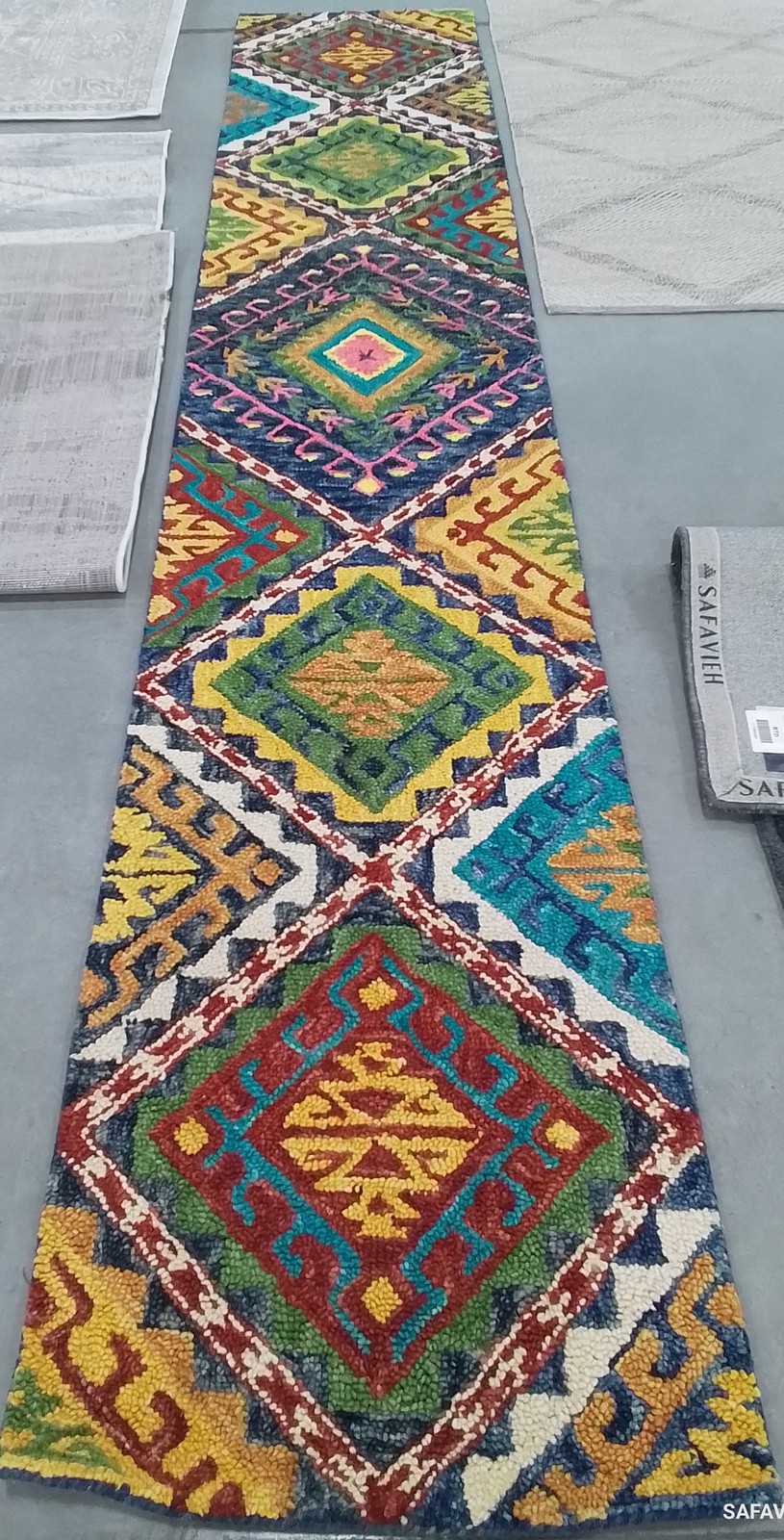 BLUE / MULTI 2′-3″ x 13′-0″ Back Stain Rug, Reduced Price 1172800495 APN516M-213
