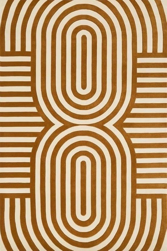 Hand-Tufted Wool Rug ColorIvory & Gold Brown Handmade Design Carpet Rug