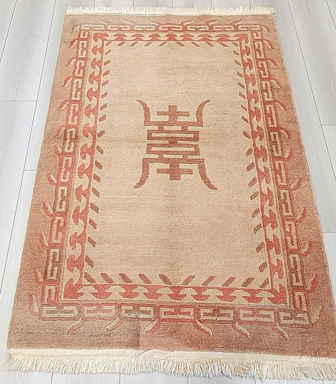 Tibetan 4’ x 6’ Oriental Hand-knotted Beige-brown Wool Area Rug