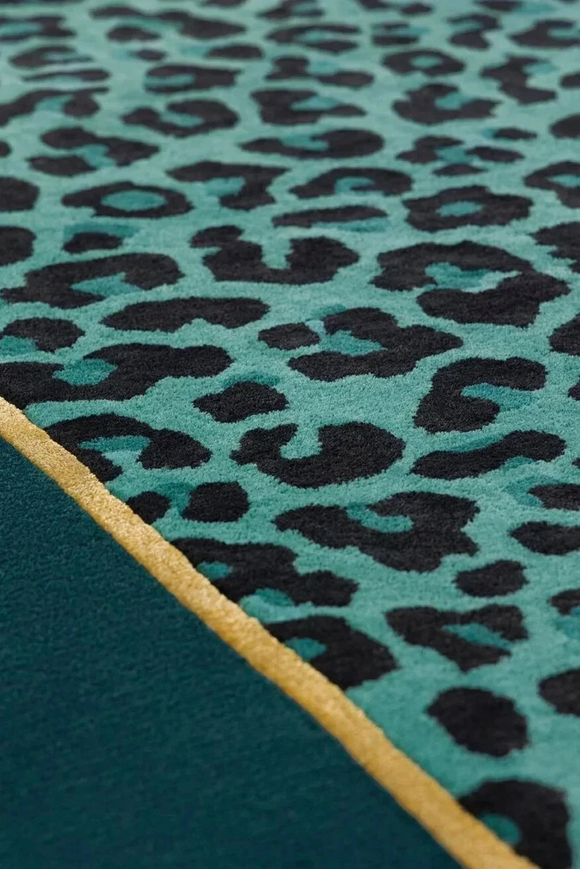 Handmade Leopard Print Hand Tufted Wool Area Rug Modern Designer Floor Carpet