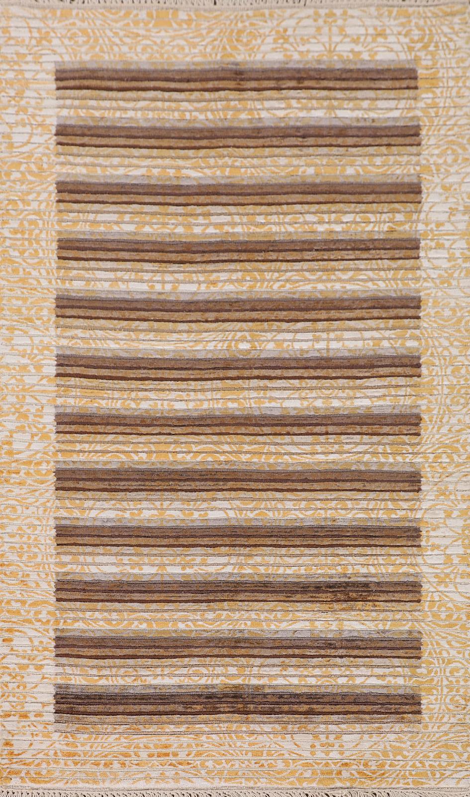 Abstract Indian Hand-knotted Wool Accent Rug 3×5 ft Modern Design