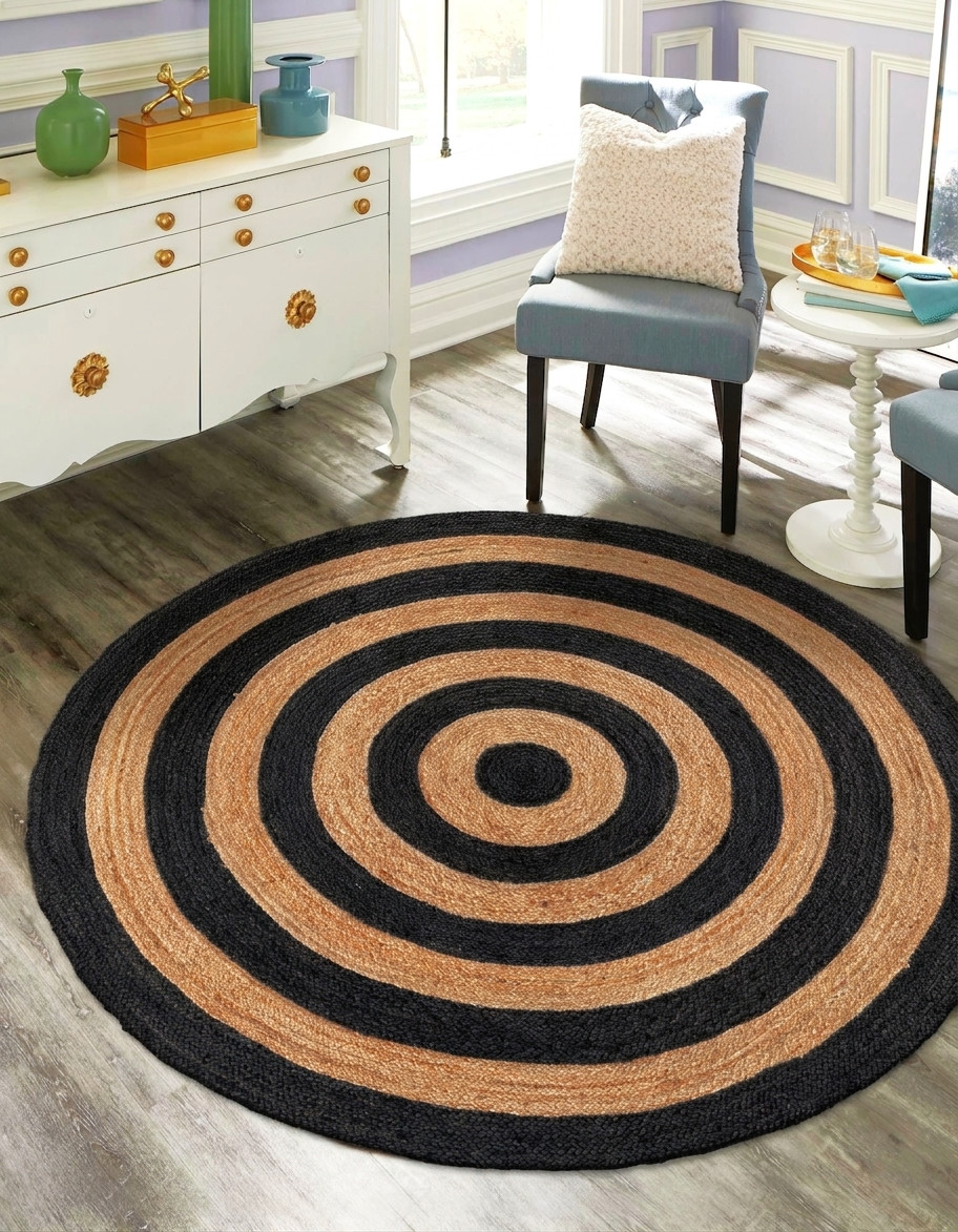Handmade Round Jute Rug Natural Braided Area Rug Farmhouse Floor Carpet
