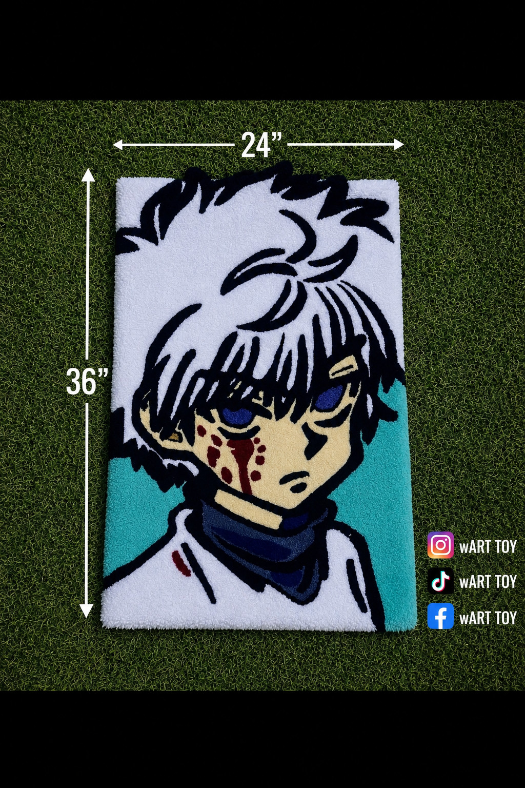 Anime character Killua 36 in x 24 in handmade tufted rug