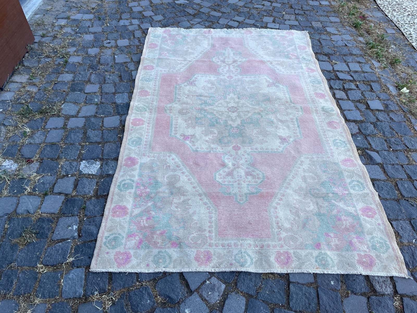 Bohemian Area Rug Handmade Wool Rug Turkish Vintage Traditional Rug 4,5 x 7,0 ft