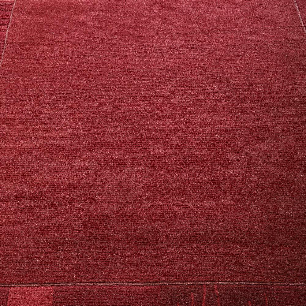 Eco-Friendly Hand Knotted Tibbati Wool Area Rug Contemporary Light Red BBT00206
