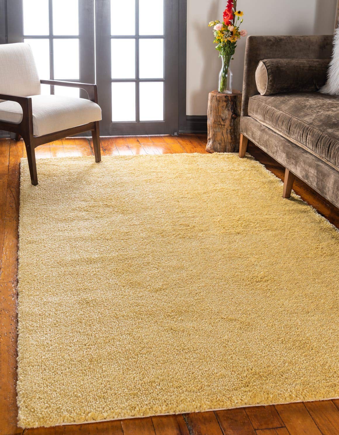 Yellow Rectangular Kitchen Rug 5×7 Stain Resistant Easy Clean Machine Made