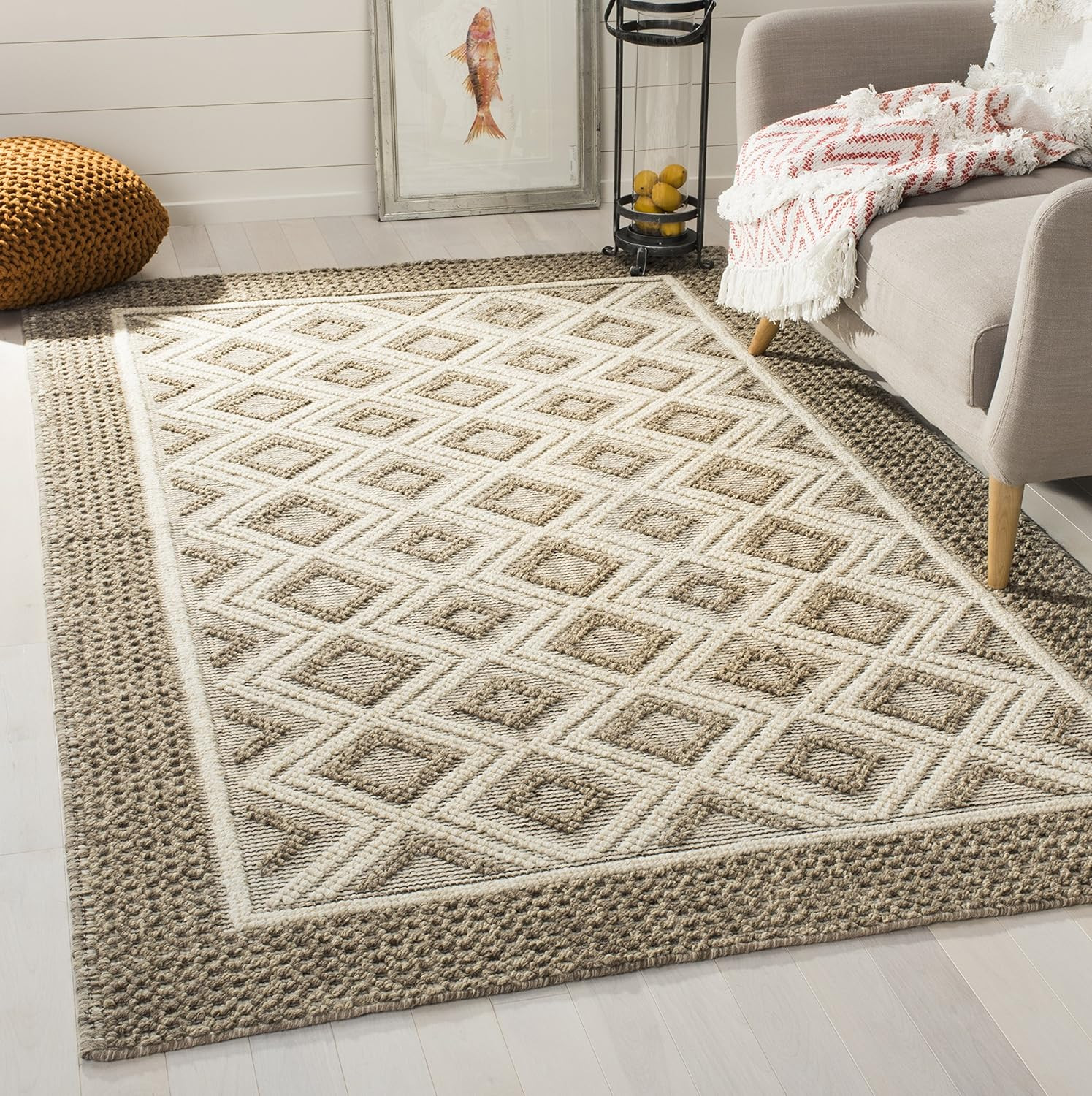 Vermont Handmade Wool & Cotton Accent Rug – 3′ x 5′, Beige & Ivory