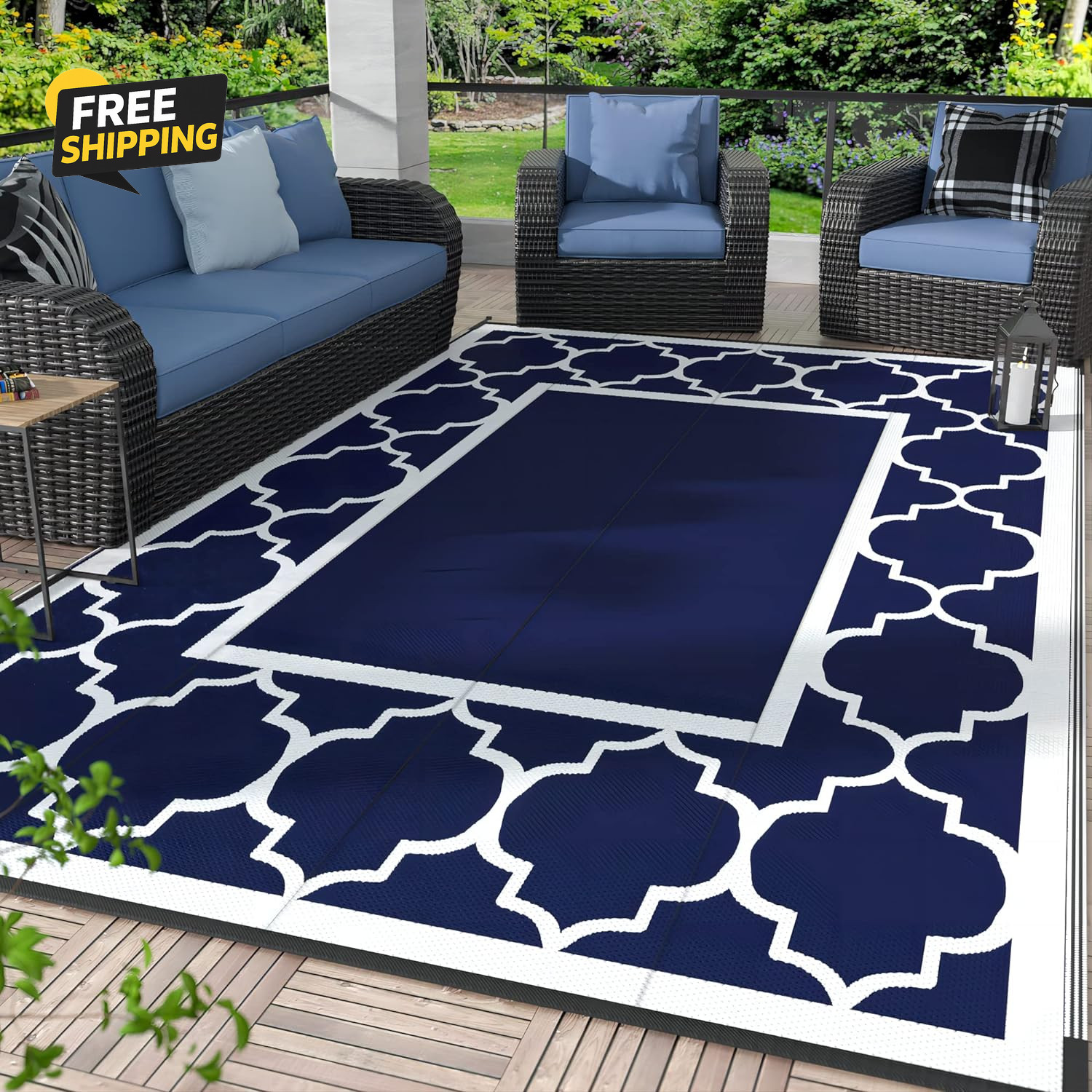 5′ X 8′ Outdoor Rug Waterproof for Patio Decor, Foldable Plastic Straw
