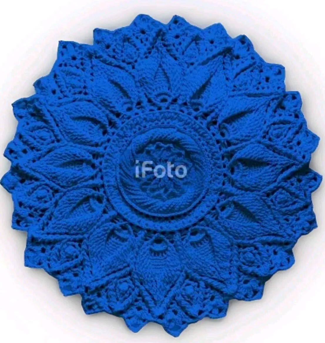 Handmade 3D Mandala Crochet Rug – 100% Cotton, Bright Blue, Ukrainian Craft