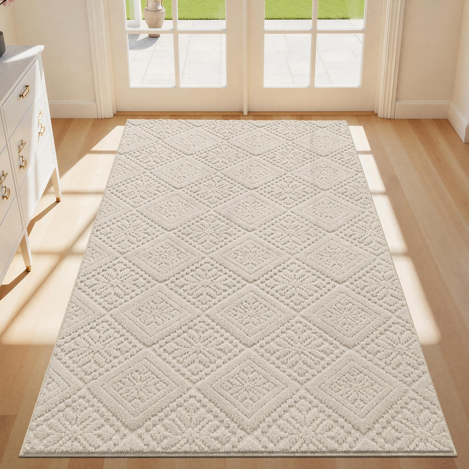 3×5 Ft Beige Washable Area Rug Living Room Floor Mat Carpet Home Decor
