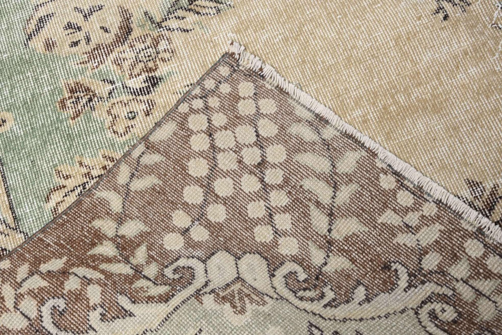 Vintage Turkish Rug, 6,2×10,4 ft Large Rug, Beige Floral Rug