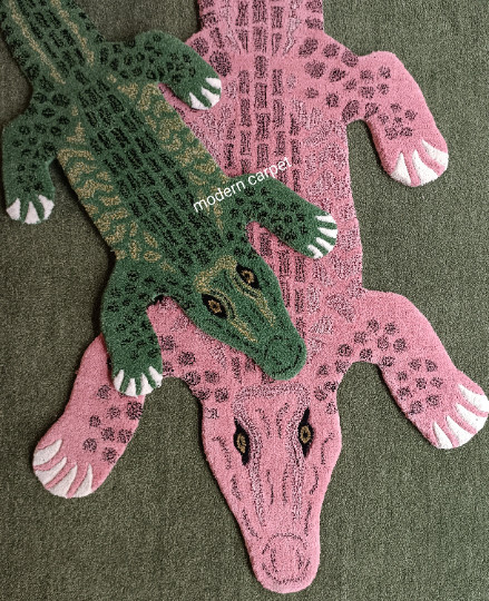 Crocodile Rugs 2×4 Feet Handmade 100% Woolen Hand Tufted For Home Decoration