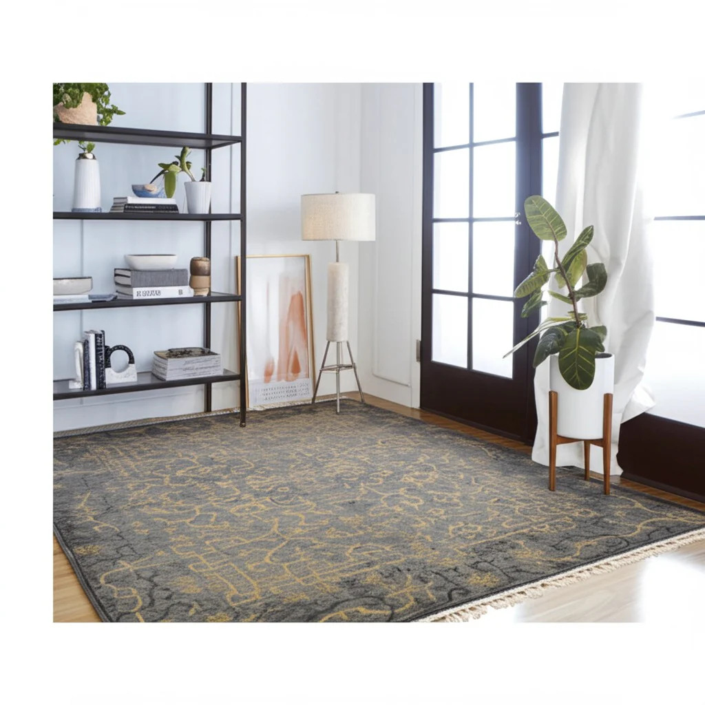 Noir Dynasty Black Handmade Ningxia Wool Rug | Sizes 6×8 8×10 12×18 6×20 9×12