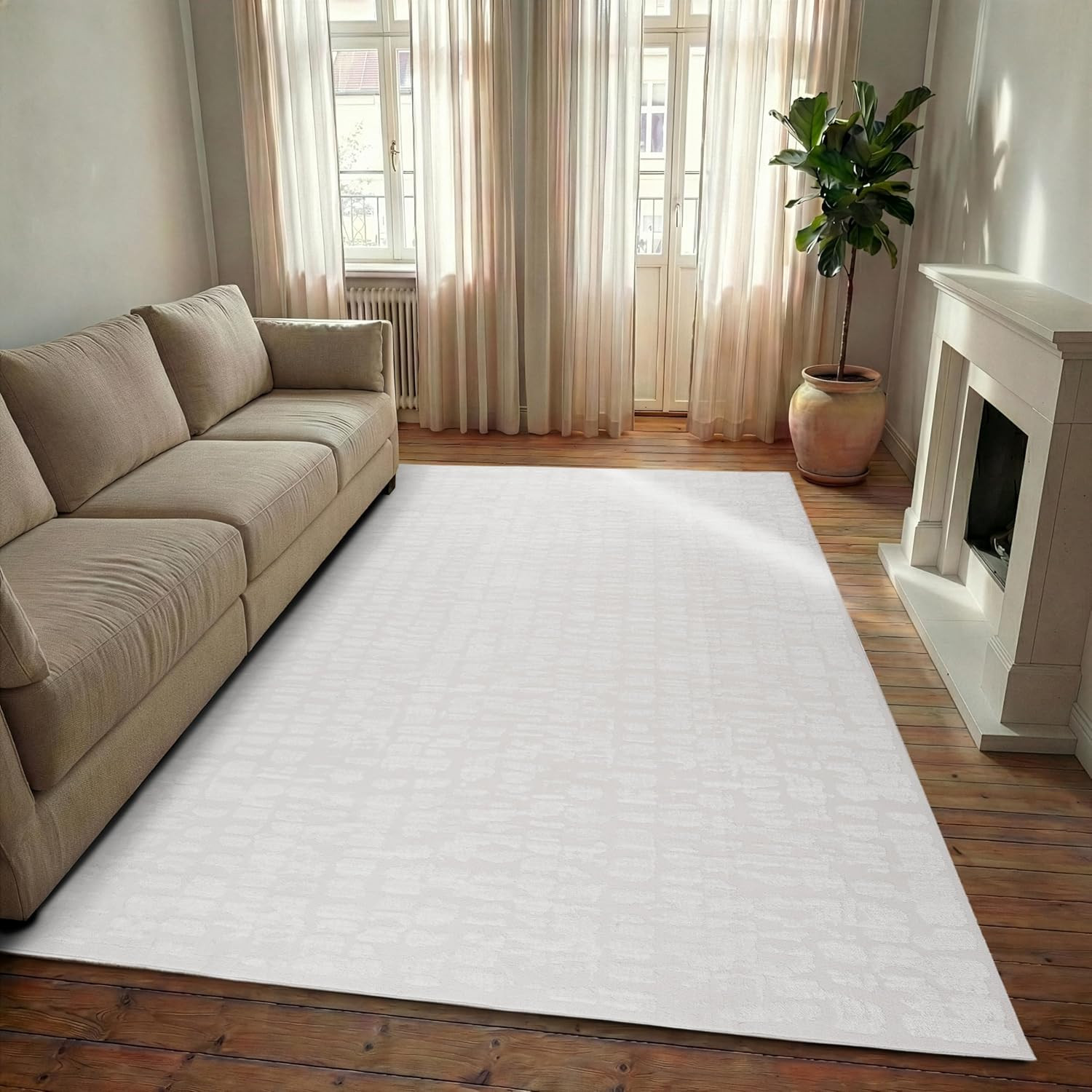 Reverb 7’X9′ Washable Area Rug – Ivory, Oeko-Tex Certified