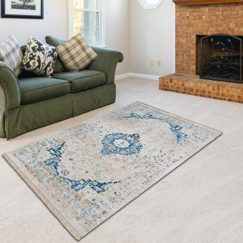 Machine Woven Cross weave Polyester Area Rug Oriental Ivory BBH Homes BBM00069