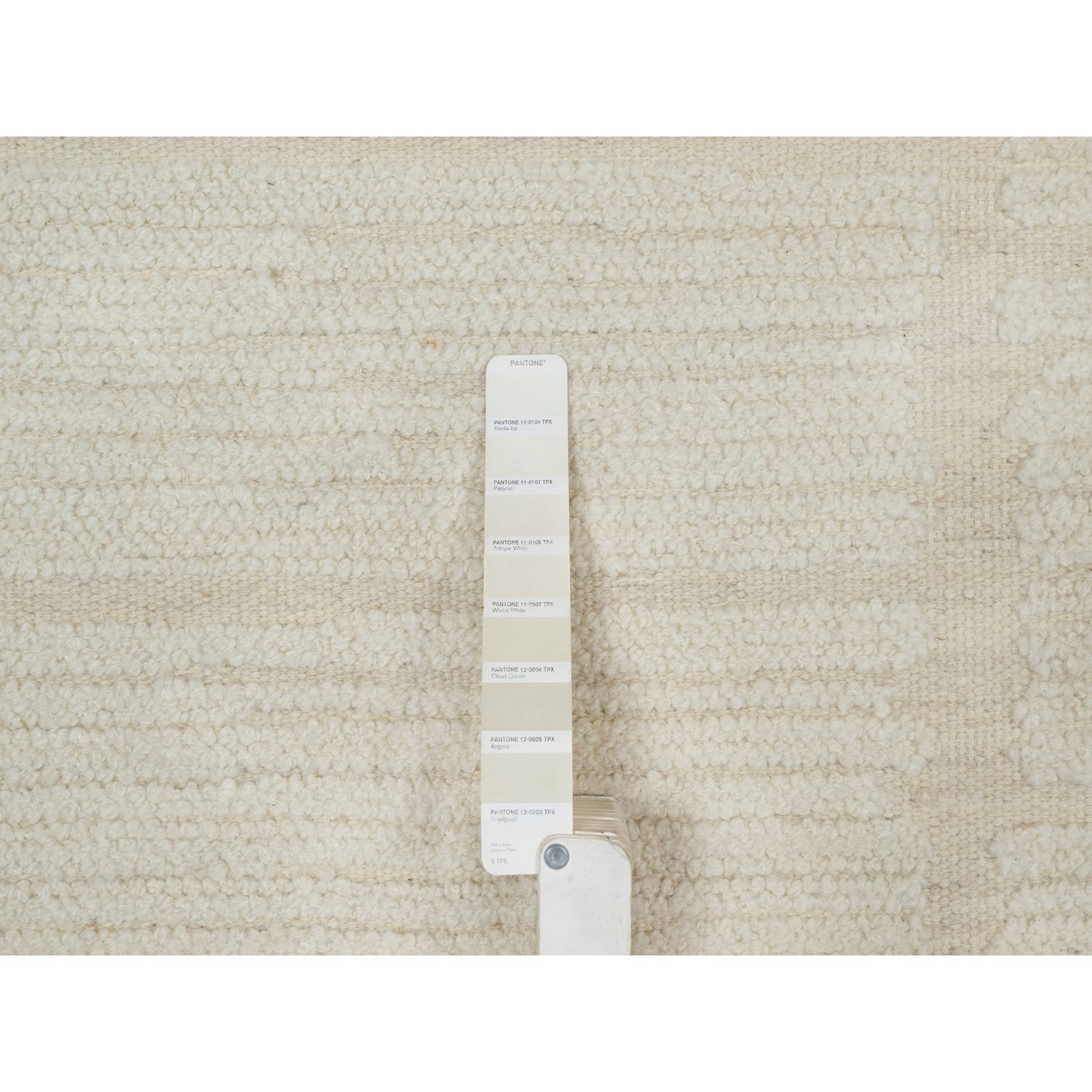 Hand Knotted Rug 9’1″x12’3″ Ivory Modern Textured Piled Flat Weave Undyed Wool
