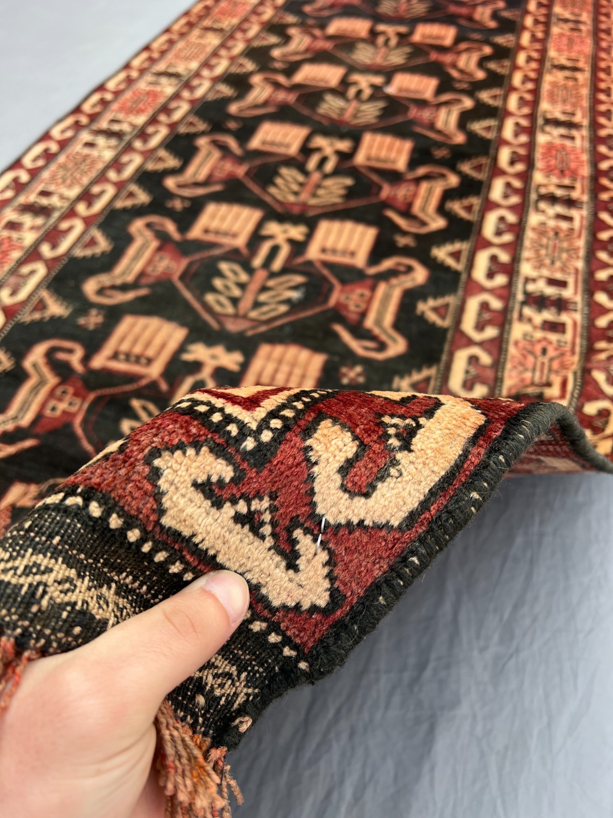 3’1 x 7’10 Ft Classic Baluchi Tribal Runner Rug – Vintage Geometric Animal Motif