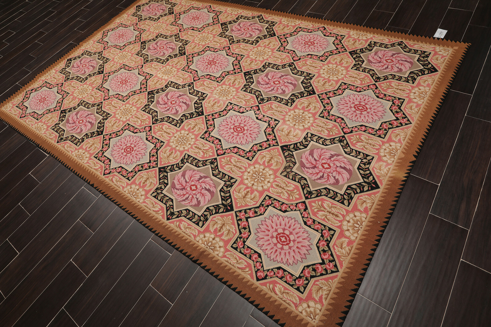 6’1″ x 9’3″ Hand Woven Wool Classic French Aubusson Needlepoint Area Rug Rose