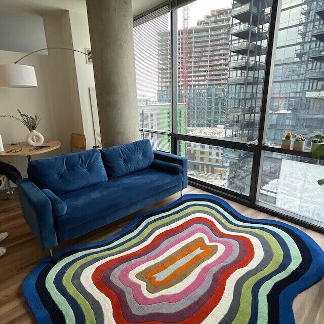Multicolor Modern Handmade Tufted Area Rugs, 100% NZ-Wool, In Irregular Designs.
