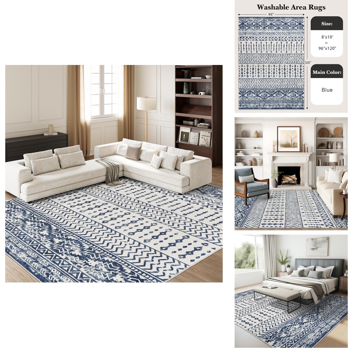 Art&Tuft Arttuft 8X10 Area Rug Super Soft Ultra-Thin Moroccan Washable Rug