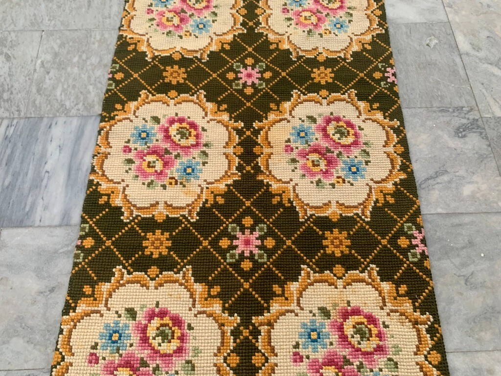 Vintage French Style Aubusson Rug Needlepoint Chain stitch Rug 3×4 ft Free Ship