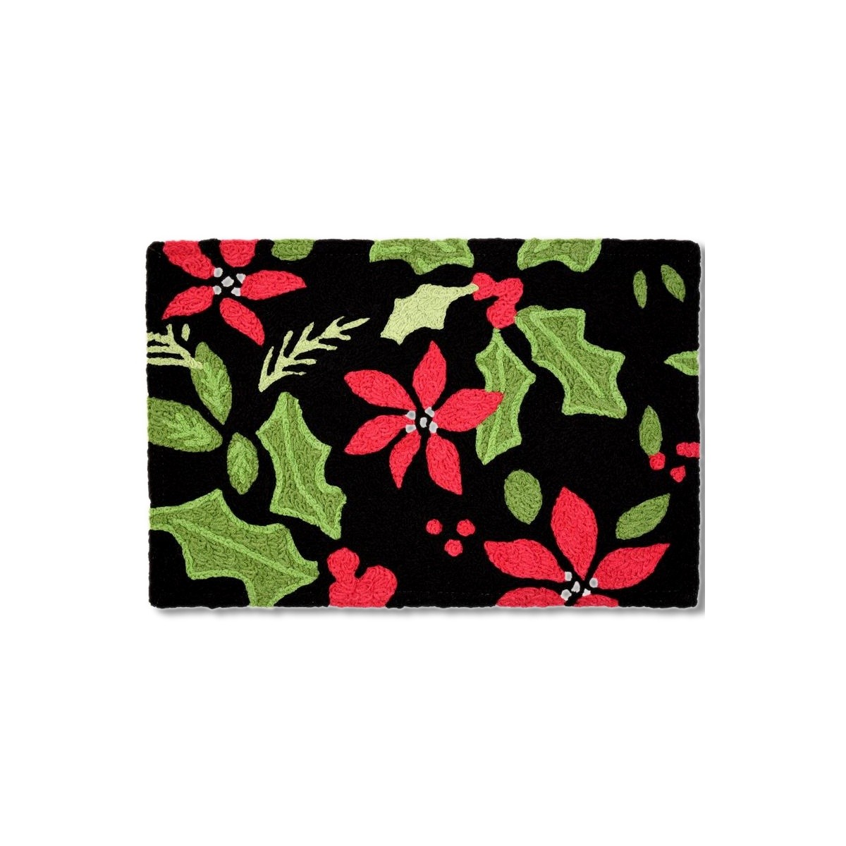 Jellybean 20 in X 30 in Poinsettia & Holly Toss Accent Rug JBL-SRB001