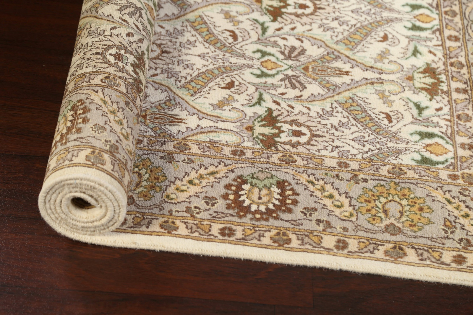 Wool/ Silk 100% Vegetable Dye Traditional Area Rug Hand-made Ivory Carpet 4×6