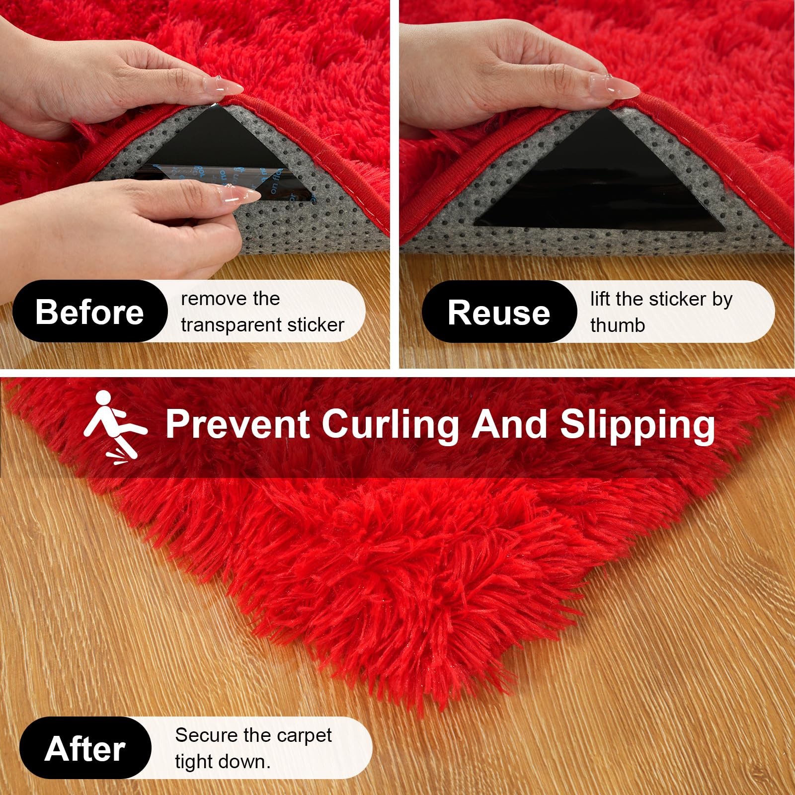 Ehayx Red Rugs for Bedroom, 2×3 Fluffy Area Rugs for Living Room, Small Fuzzy…