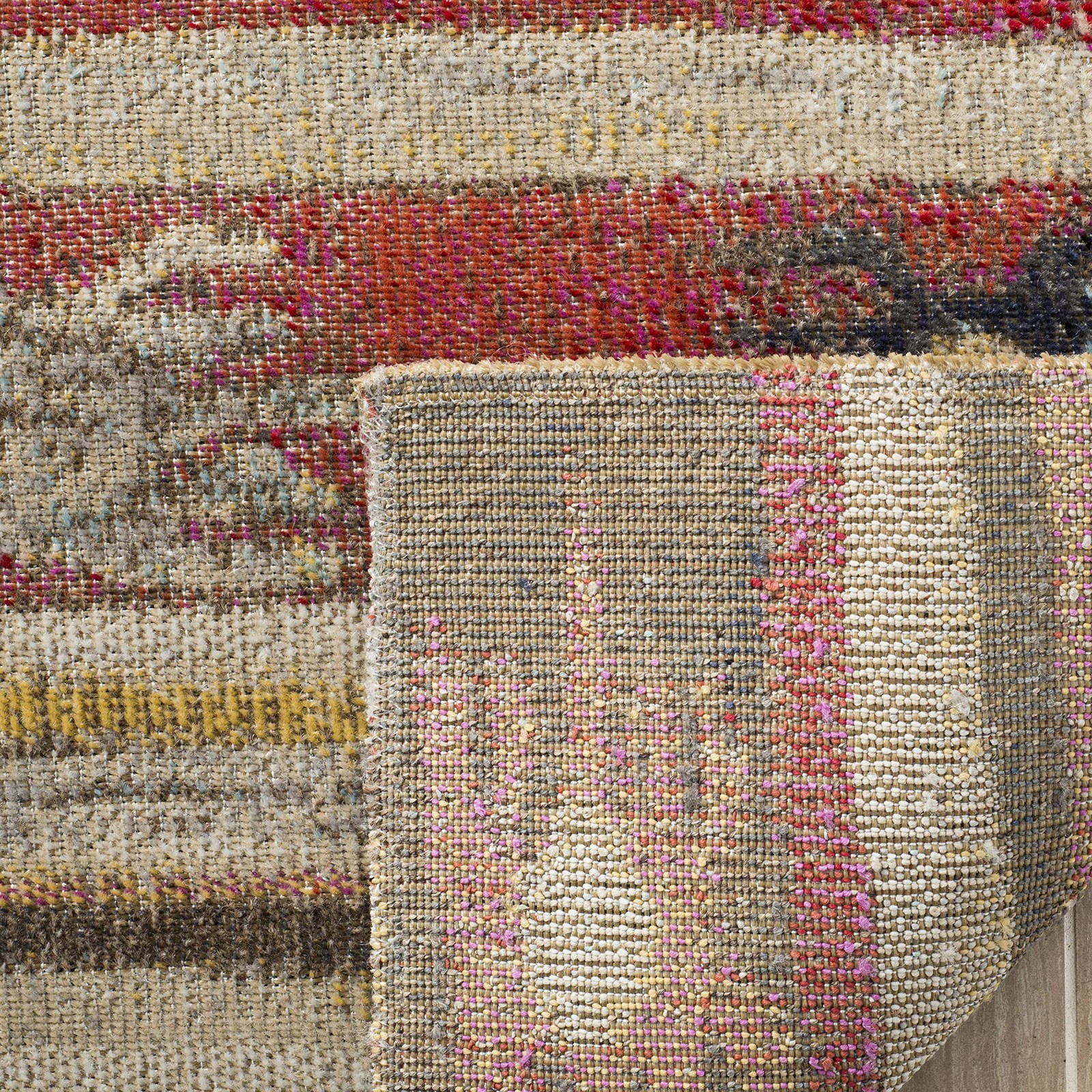 Safavieh Washable Rug Outdoor Montage Collection – 67 Square Taupe Multi