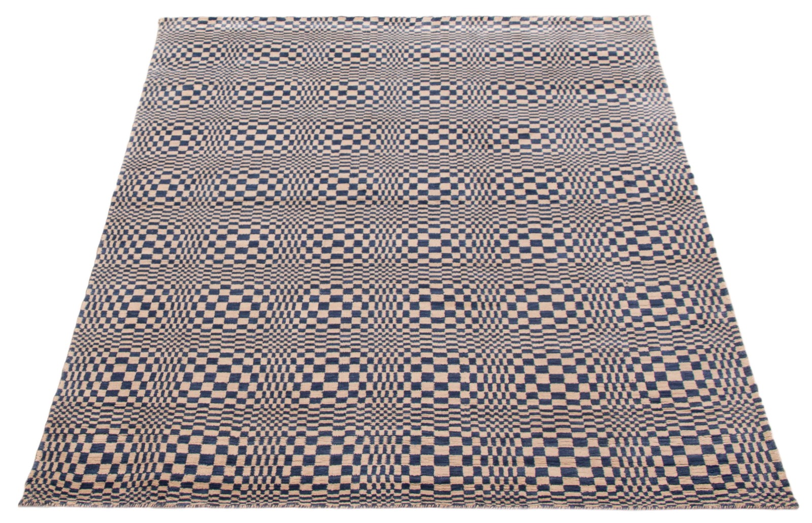 Traditional Hand loomed Area Rug 5’4″ x 7’7″ Cream, Dark Blue Oriental Carpet