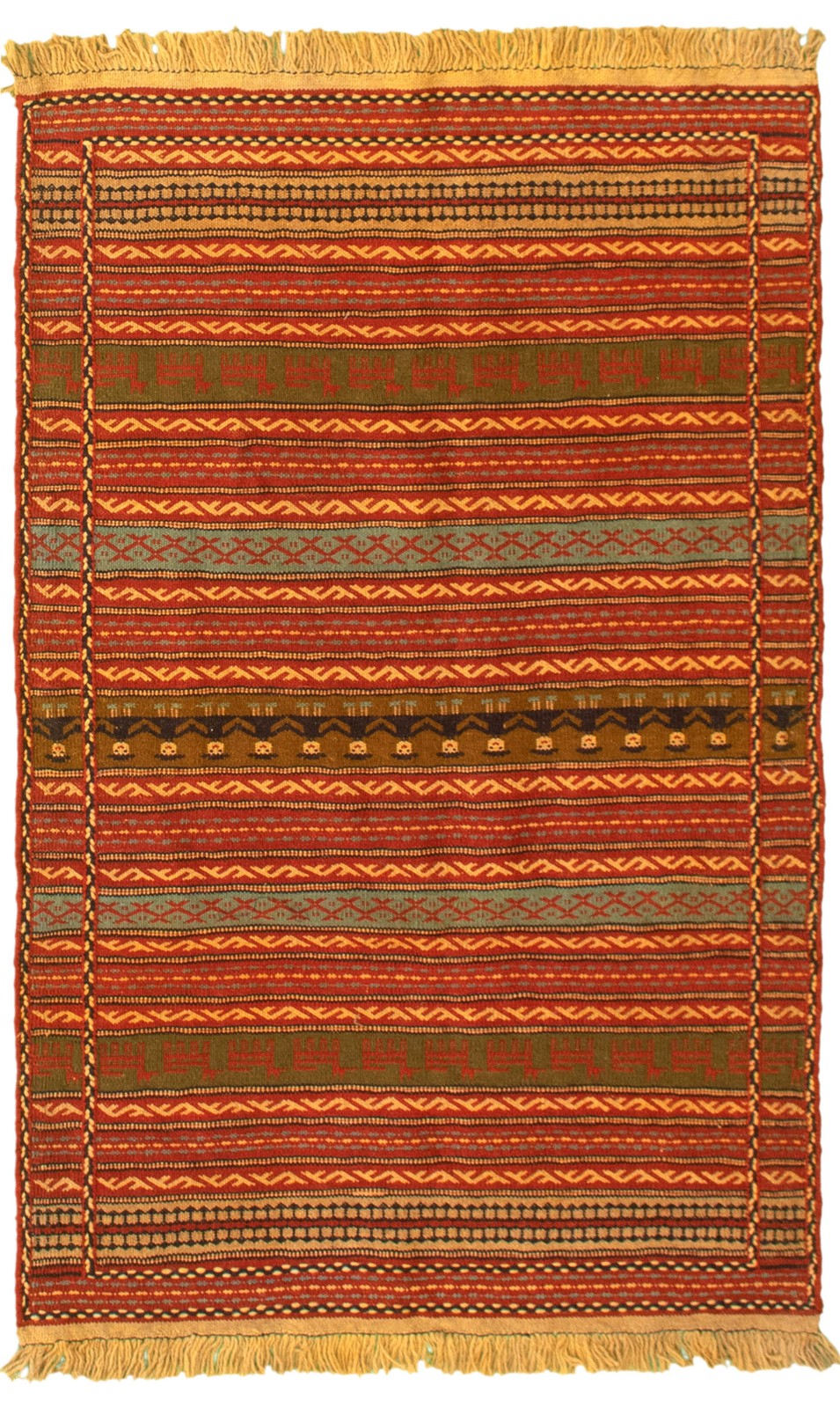 Vintage Hand Woven Area Rug 3’3″ x 5’1″ Traditional Wool Oriental Carpet