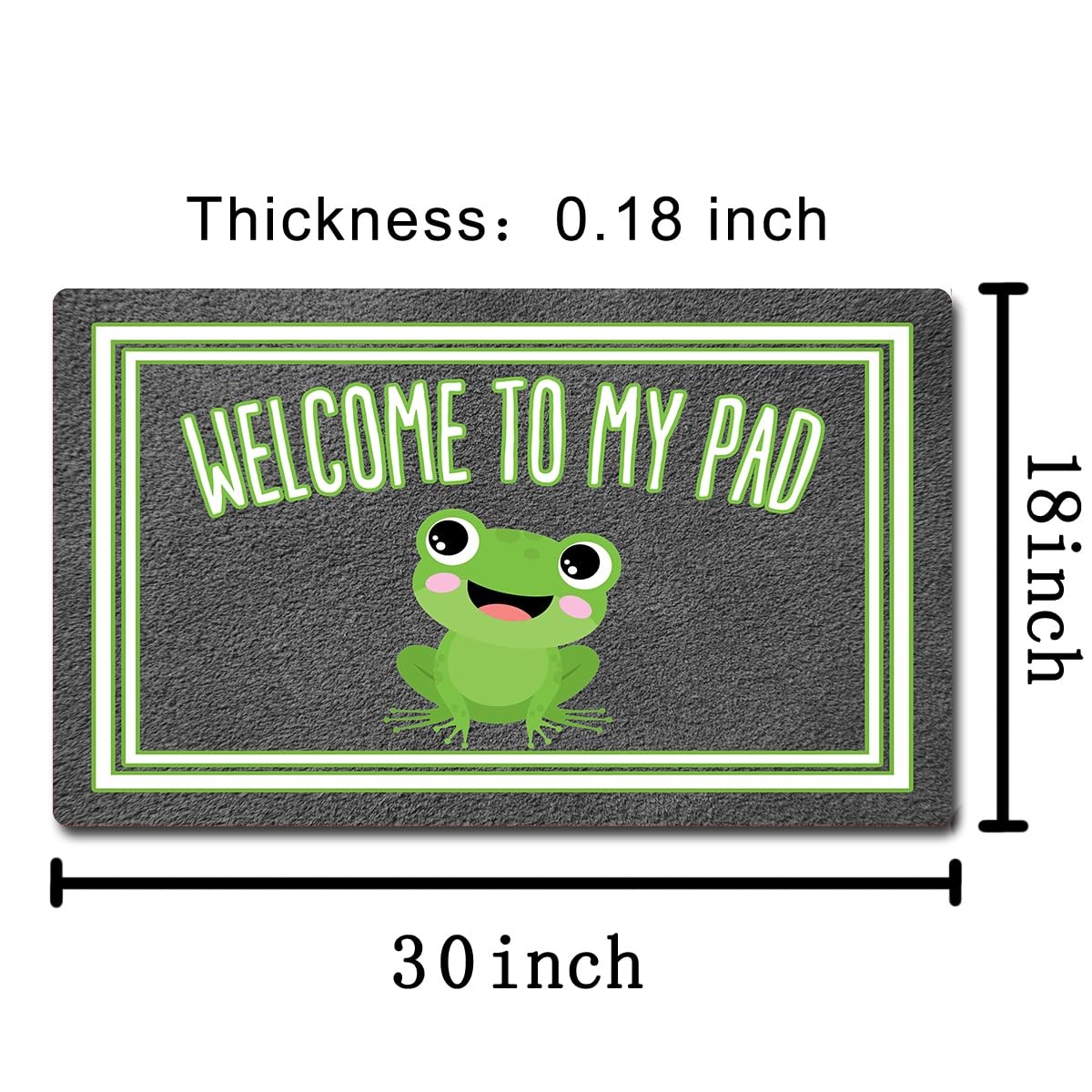 Funny Welcome Mat with Back 30″(L) x 18″(W)Welcome To My Pad Cute Frog Funny …