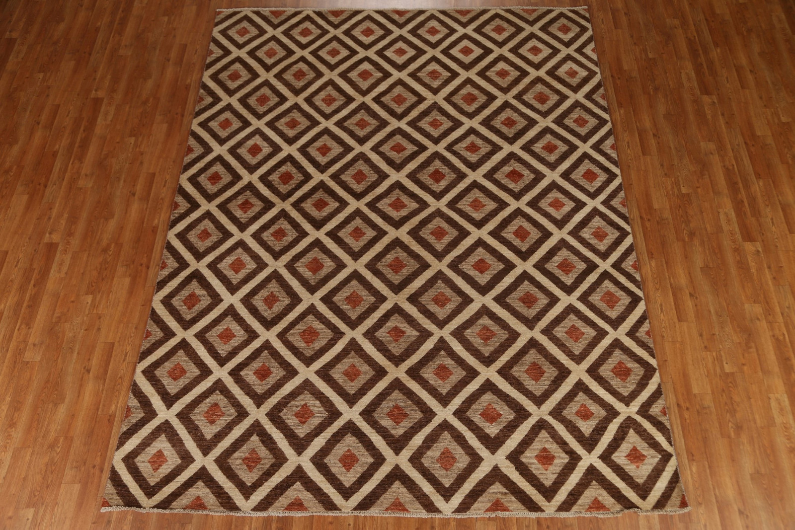Trellis Geometric Pattern Area Rug 8×10 ft Hand-knotted Wool Modern Style Carpet